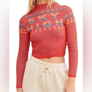 BDG Urban Outfitters Sky High Cropped Sweater in red